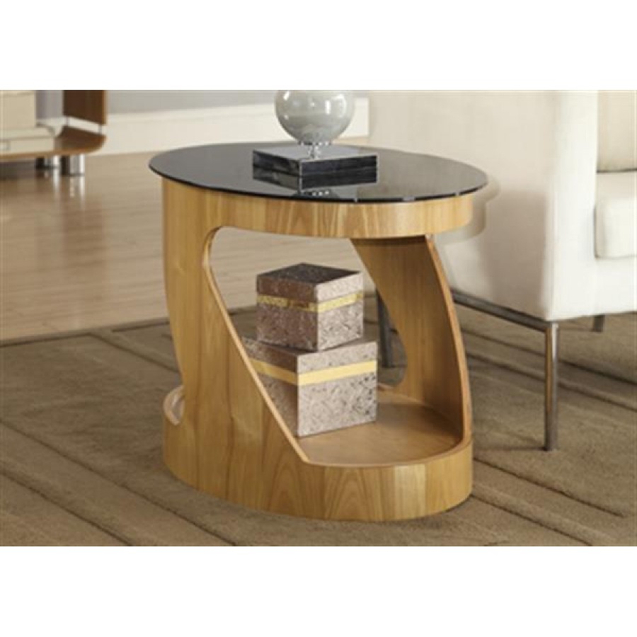 Curve Walnut Veneer Side Table